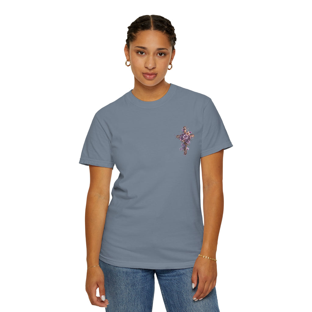 "Divine Light" Jesus T-Shirt | Heavenly Dove & Floral Cross | Christian Art Apparel