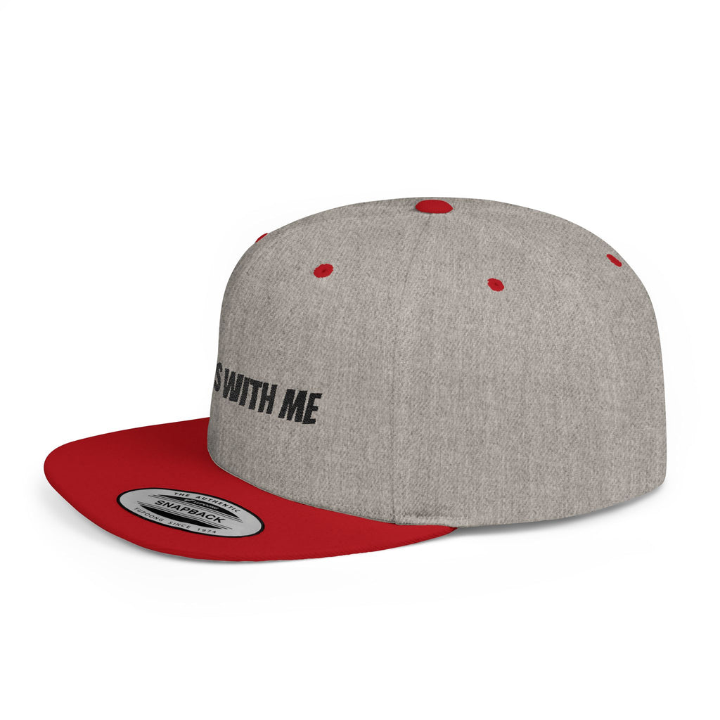 God Is With Me Flat Bill Snapback Hat — Christian Faith Embroidered Cap