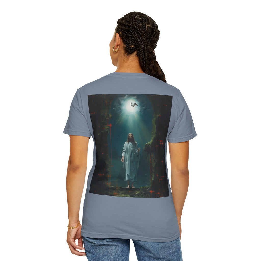 "Divine Light" Jesus T-Shirt | Heavenly Dove & Floral Cross | Christian Art Apparel