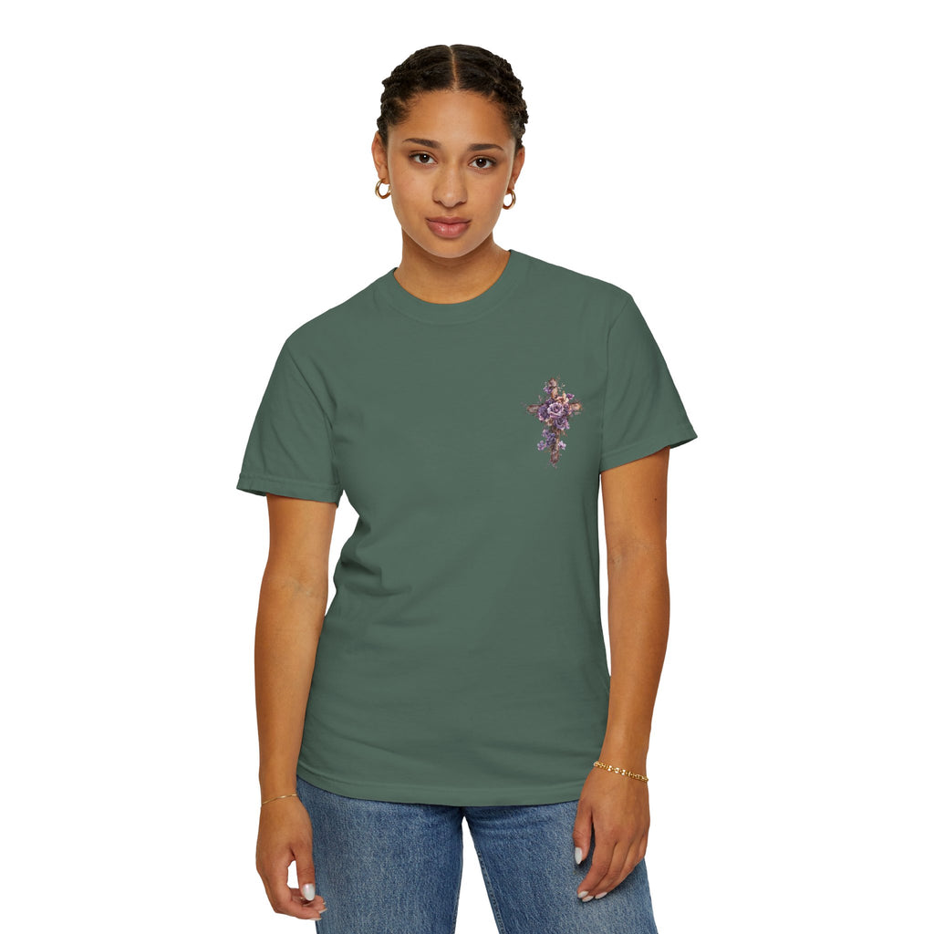 "Divine Light" Jesus T-Shirt | Heavenly Dove & Floral Cross | Christian Art Apparel