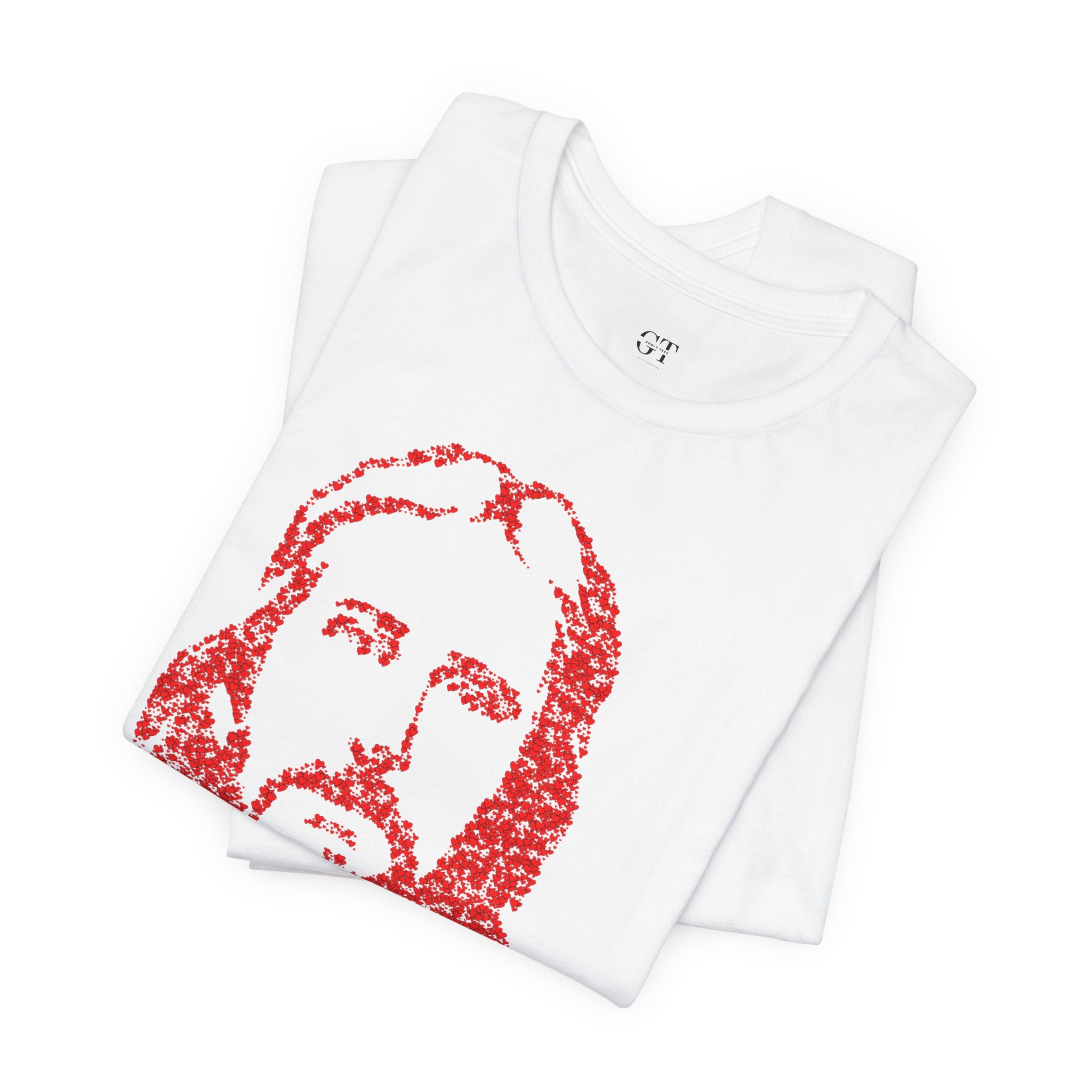 Red Floral Portrait Tee - Vintage-Inspired Graphic T-Shirt