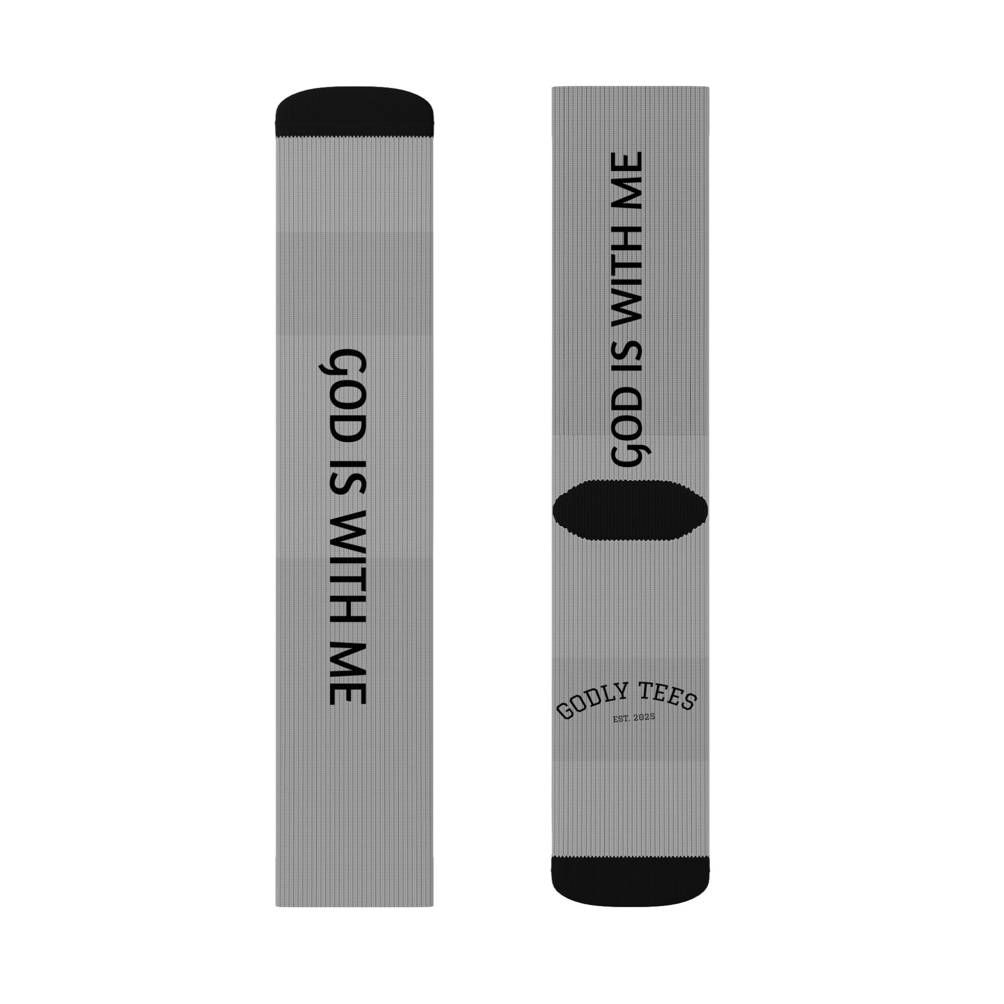 God Is With Me Sublimation Socks — Inspirational Faith Crew Socks