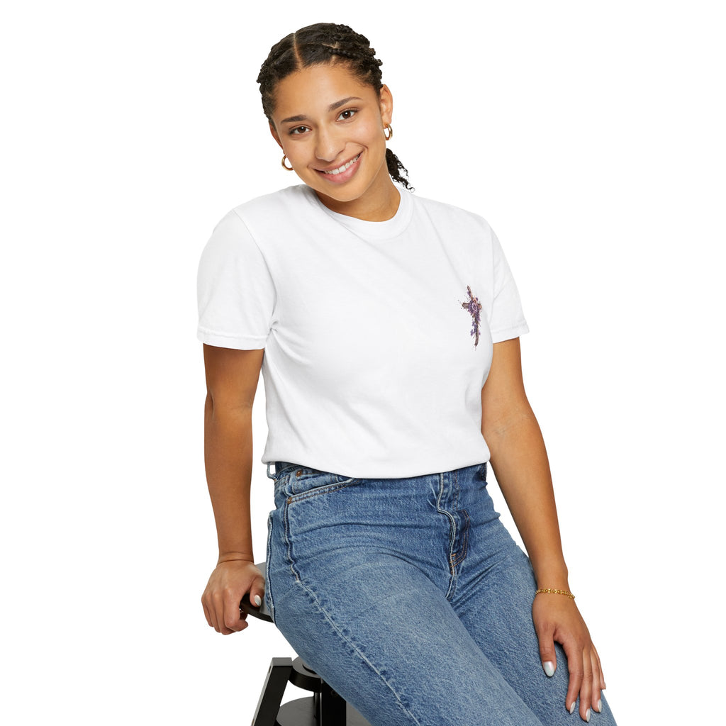 "Divine Light" Jesus T-Shirt | Heavenly Dove & Floral Cross | Christian Art Apparel