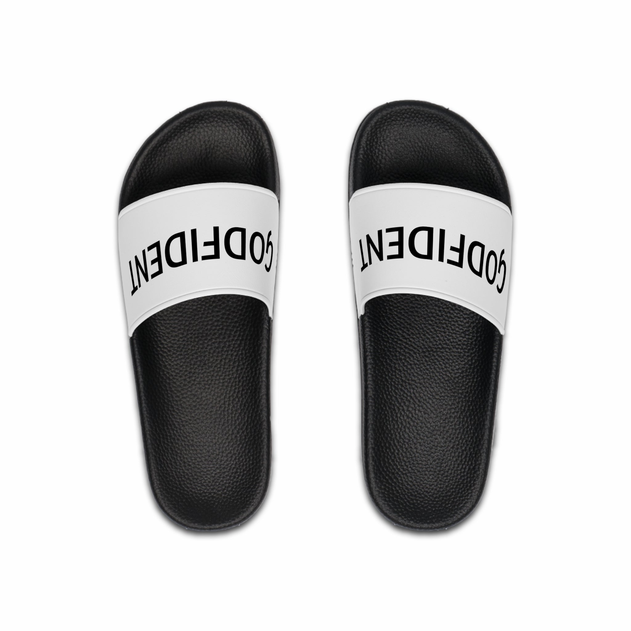 Godfident Men’s Slide Sandals — Bold Black & White Pool Slides