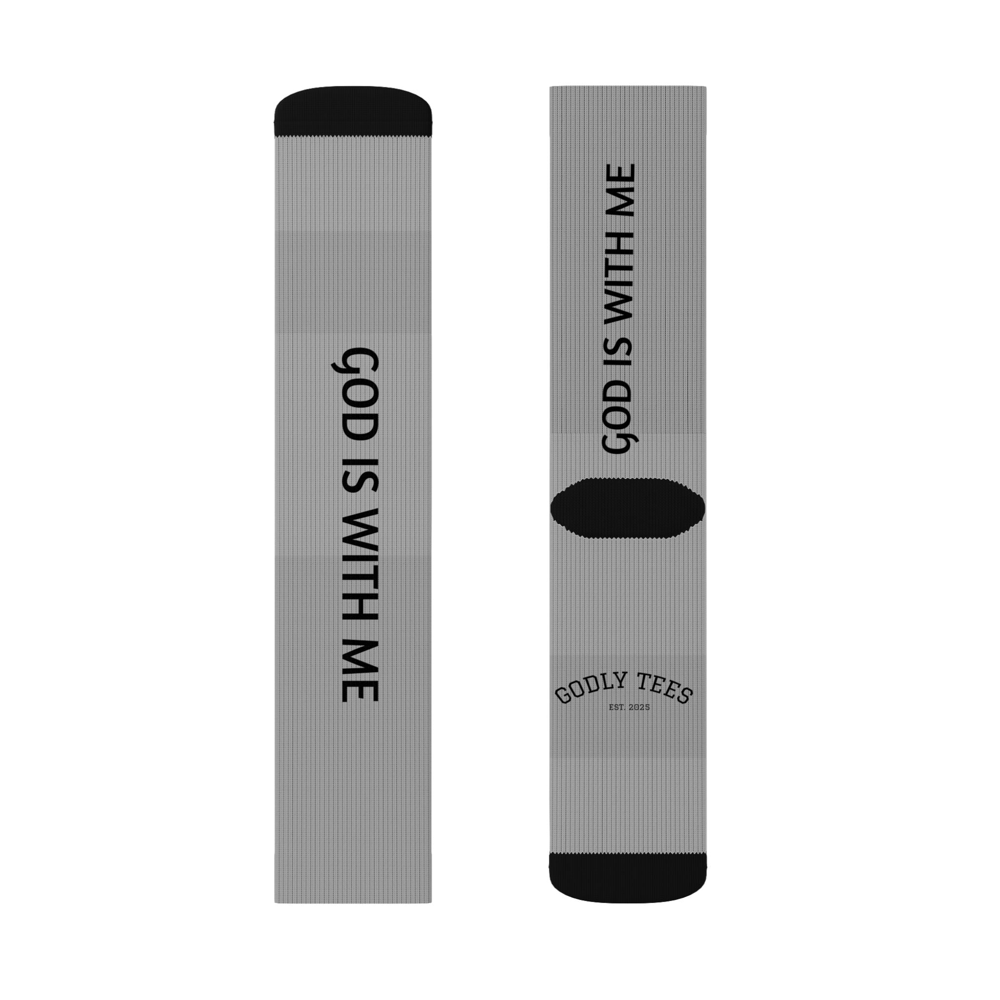 God Is With Me Sublimation Socks — Inspirational Faith Crew Socks