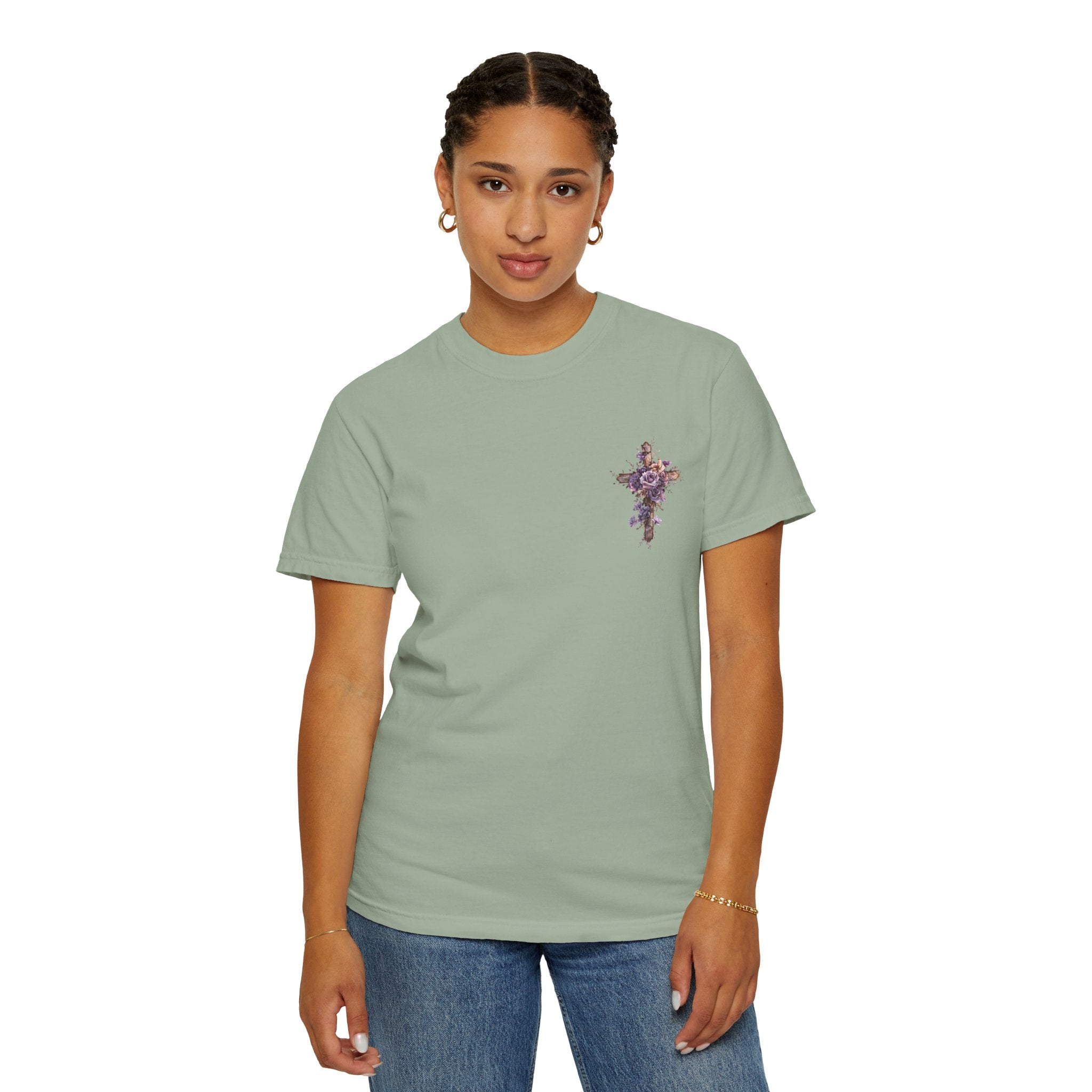 "Divine Light" Jesus T-Shirt | Heavenly Dove & Floral Cross | Christian Art Apparel