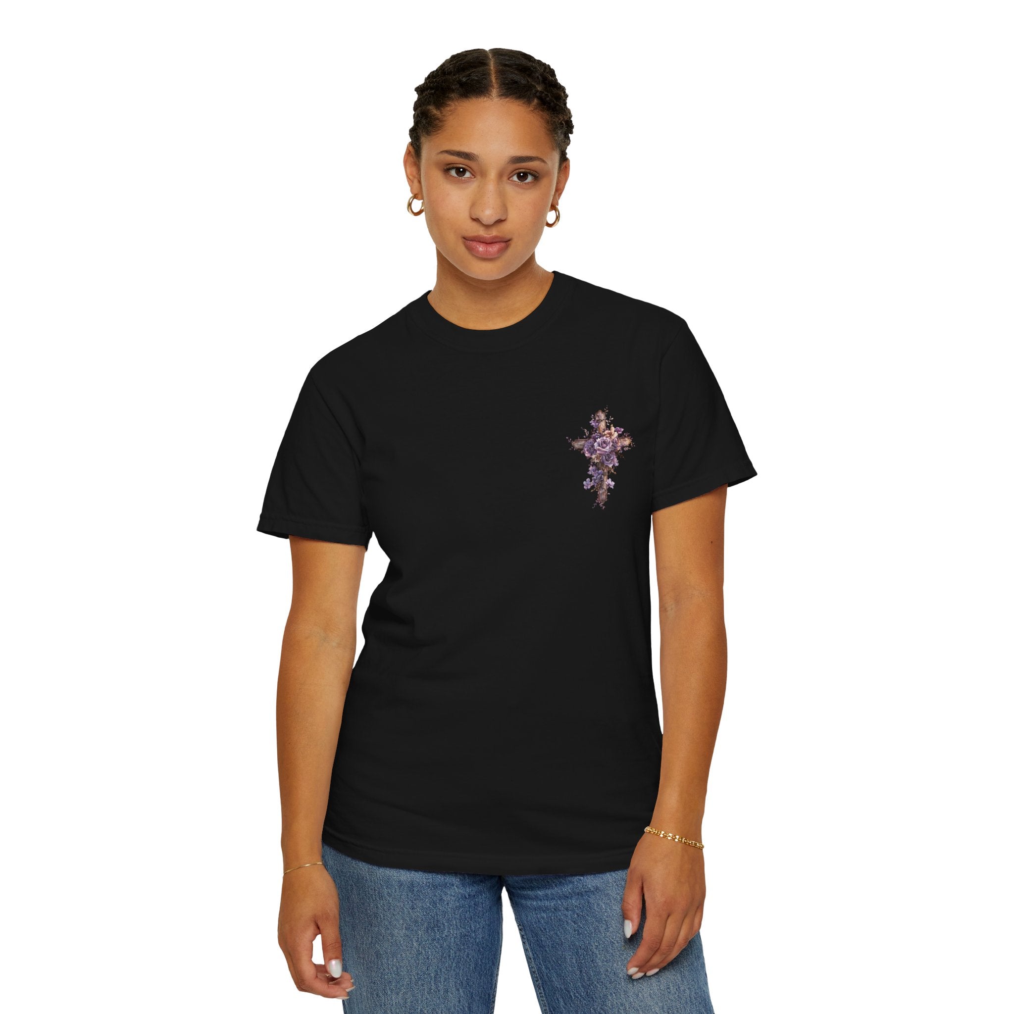 "Divine Light" Jesus T-Shirt | Heavenly Dove & Floral Cross | Christian Art Apparel