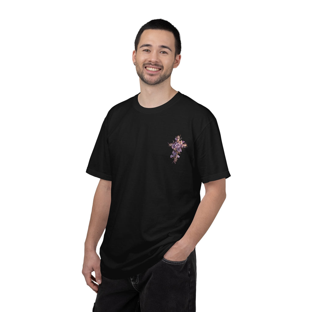 "Divine Light" Jesus T-Shirt | Heavenly Dove & Floral Cross | Christian Art Apparel