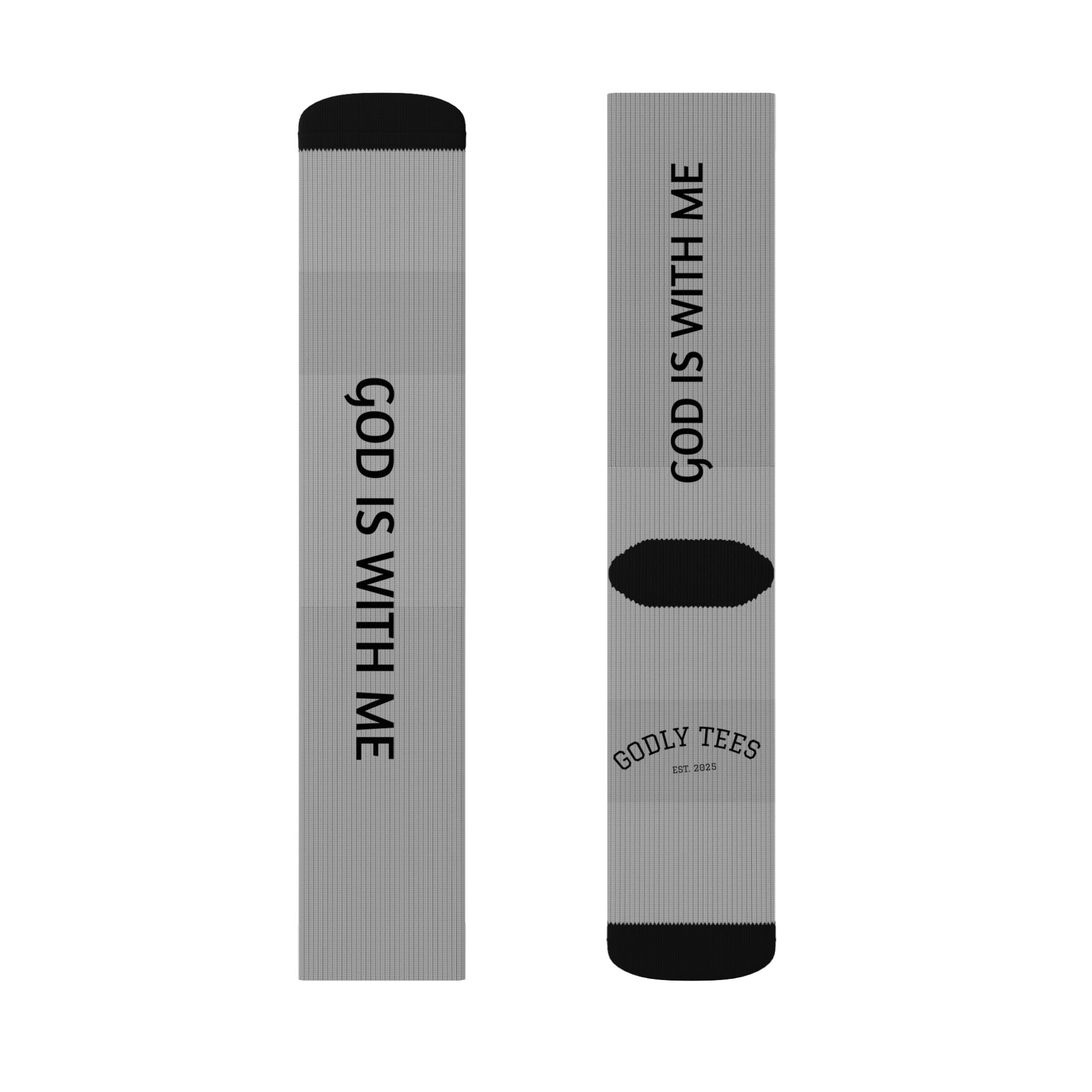 God Is With Me Sublimation Socks — Inspirational Faith Crew Socks