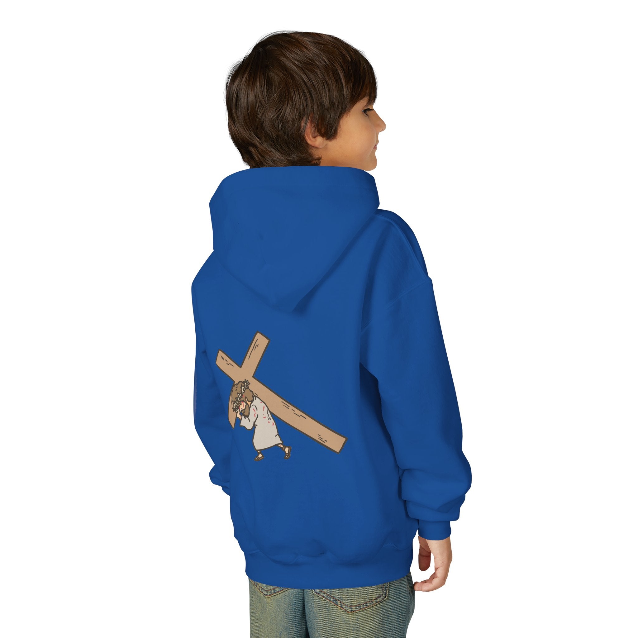 Youth Christian Hoodie — “Jesus Paid the Price” Cross Design, Saved by the Cross