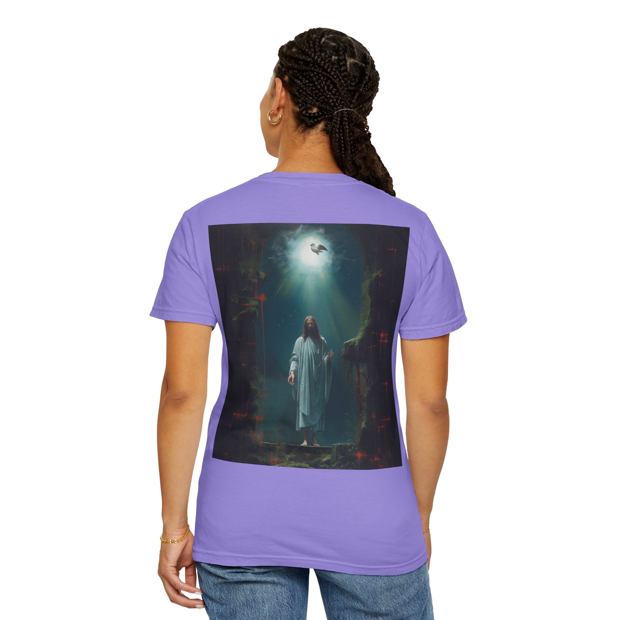 "Divine Light" Jesus T-Shirt | Heavenly Dove & Floral Cross | Christian Art Apparel