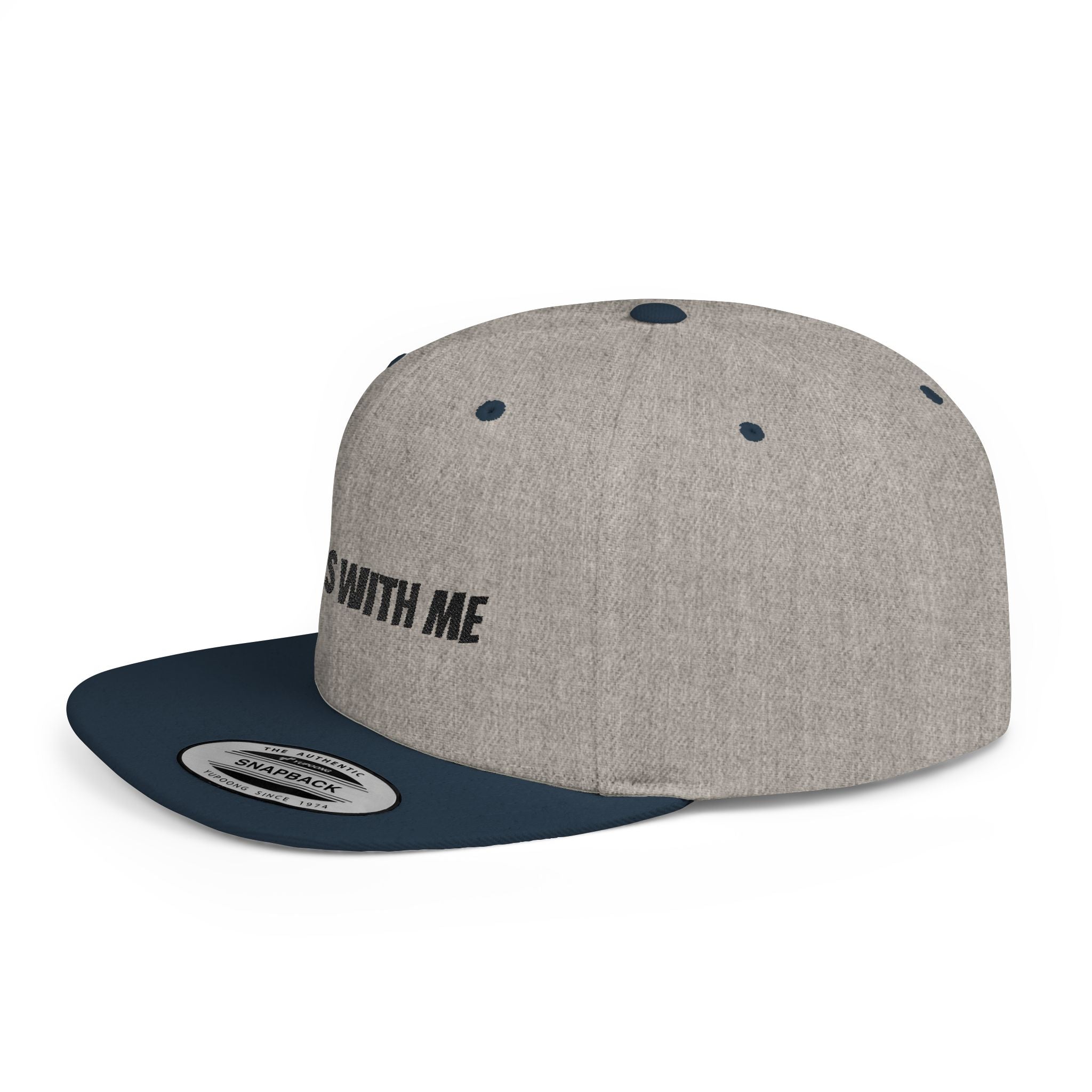 God Is With Me Flat Bill Snapback Hat — Christian Faith Embroidered Cap