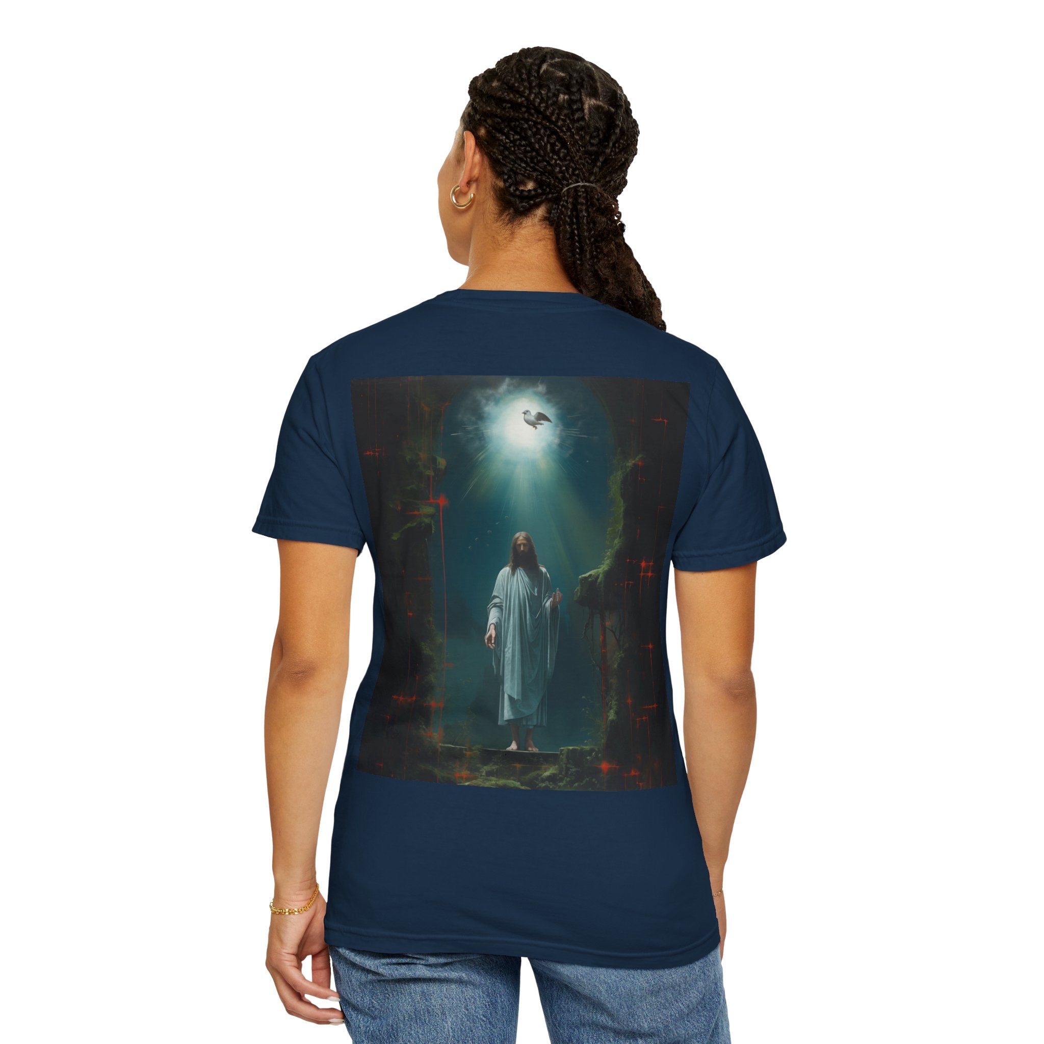"Divine Light" Jesus T-Shirt | Heavenly Dove & Floral Cross | Christian Art Apparel