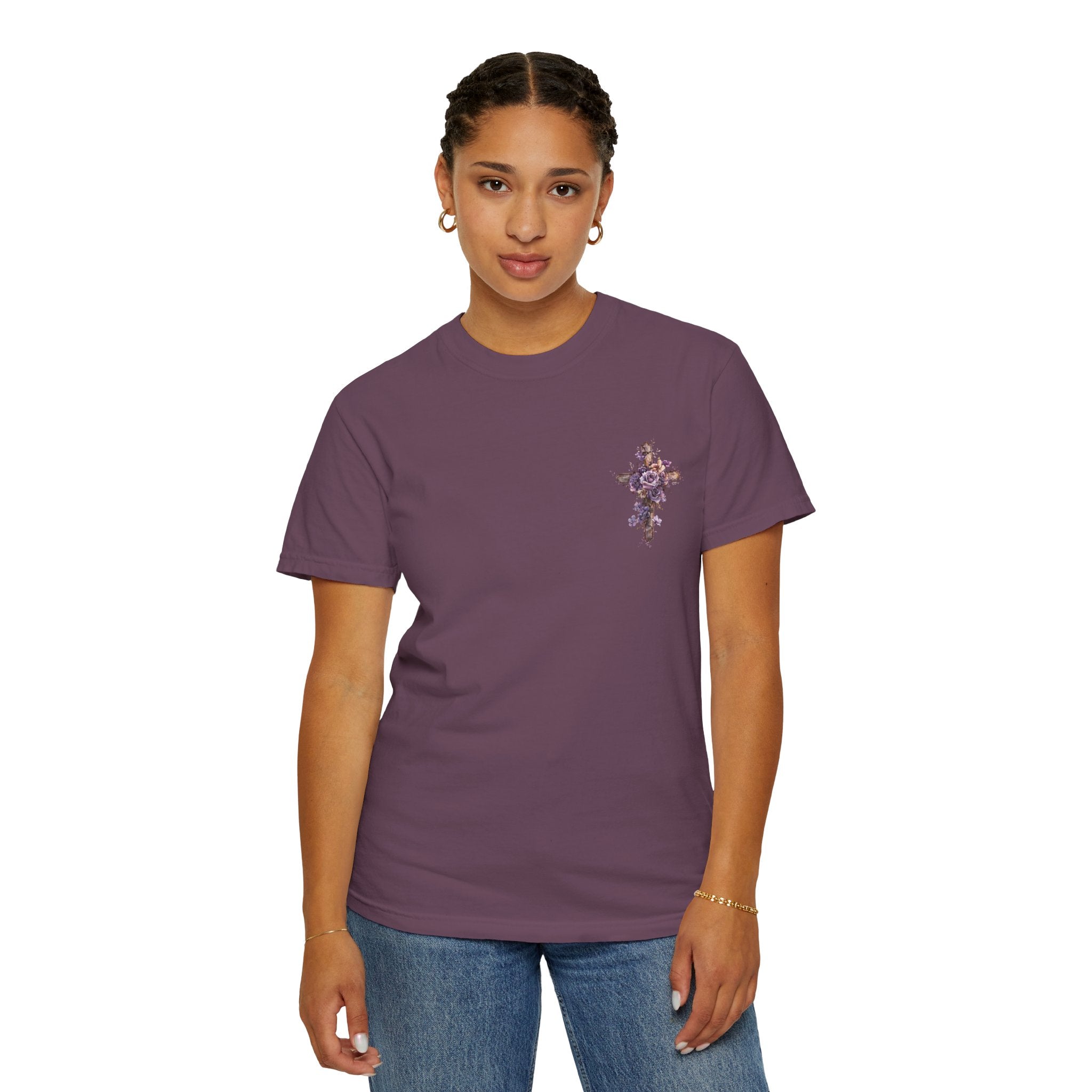 "Divine Light" Jesus T-Shirt | Heavenly Dove & Floral Cross | Christian Art Apparel