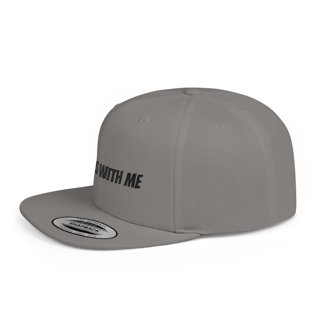 God Is With Me Flat Bill Snapback Hat — Christian Faith Embroidered Cap
