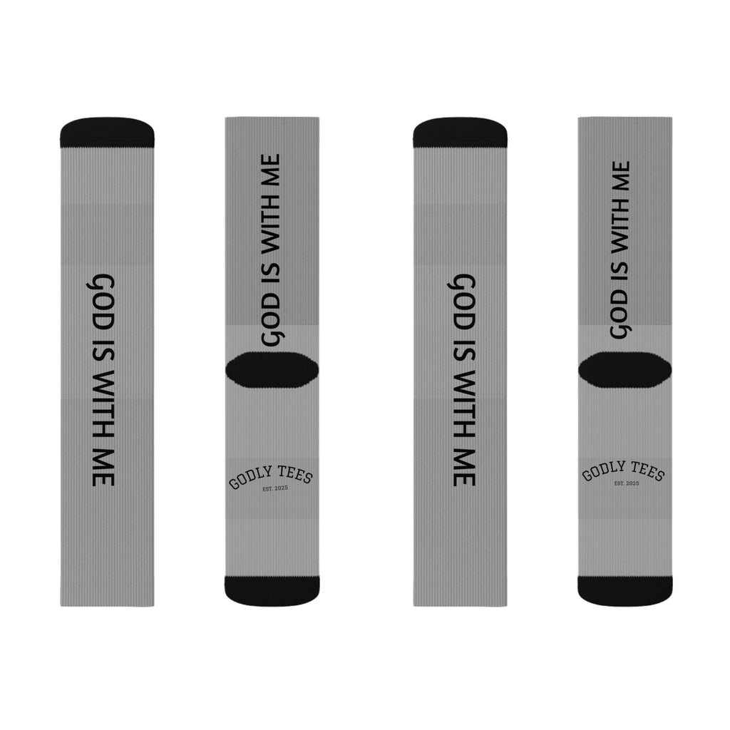 God Is With Me Sublimation Socks — Inspirational Faith Crew Socks