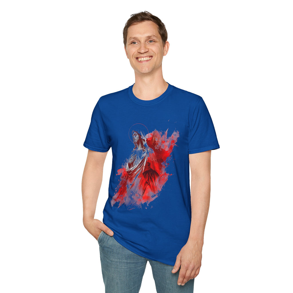 Jesus Watercolor T-Shirt — Red Abstract Sacred Heart Graphic Tee